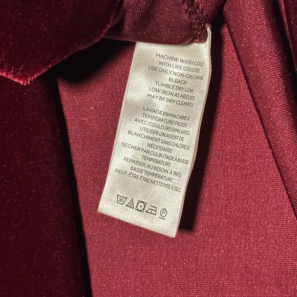 Free People Velvet Front Tie Peasant Blouse Red Wine Ruffle Sleeve Keyhole Sz XS - Picture 6 of 7